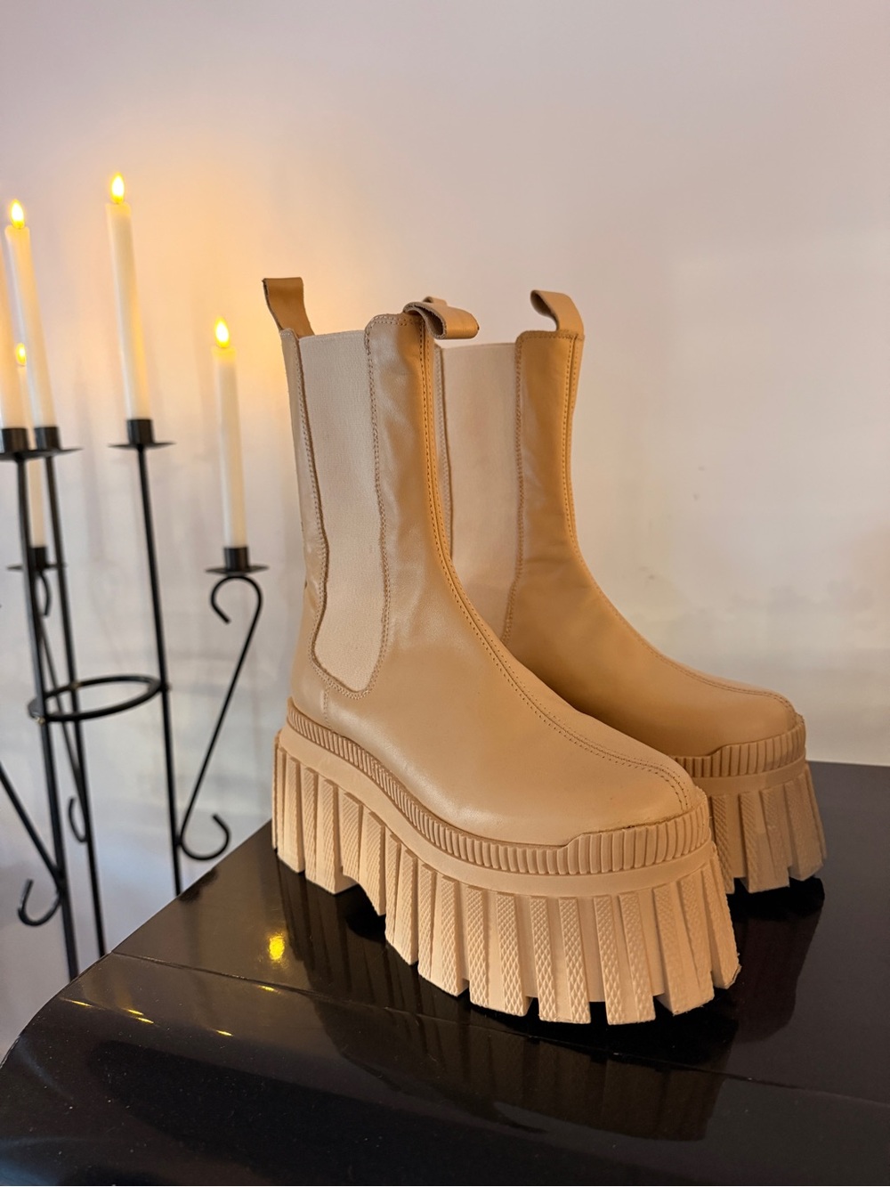 Chunky L’INTERVALLE Platform Chelsea Boots in Tan